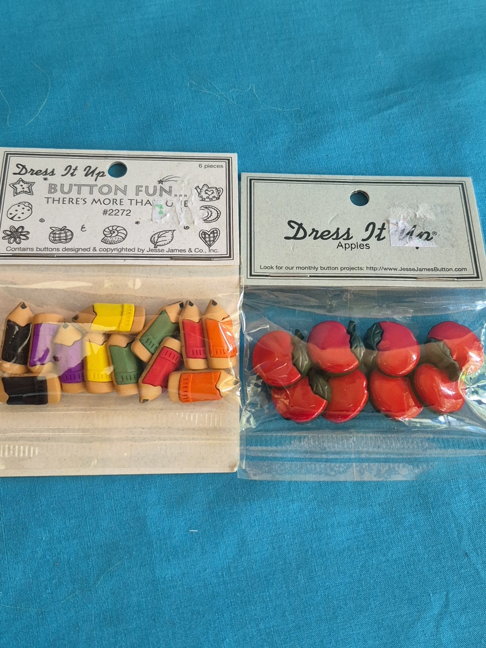 Apples and Pencils Buttons 2 Packages by Dress It Up NIP Sewing Scrapbooking